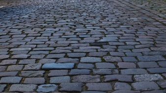 cobblestone pavement close up