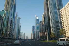 road along skyscrapers in dubai