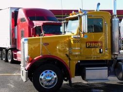 yellow american truck closeup