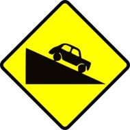 caution steep slope road sign