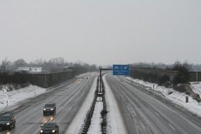 snowy highway at winter