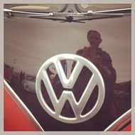 VW logo on the bus