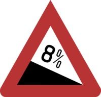 warning sign of a large slope of the road