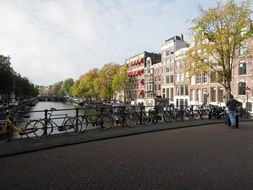 bicycles parked on a bridge in the Netherlands