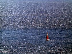 panorama of a sailboat in a brilliant sea
