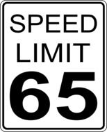 65 kilometers speed limit road sign