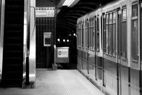 black and white photo of the urban metro