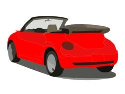 painted red Volkswagen convertible