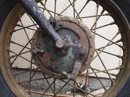 Rusty motorcycle front wheel