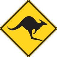warning kangaroo roadsign