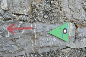 signposts for hiking on the wall