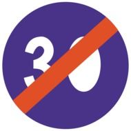 end of speed limit, colorful road sign
