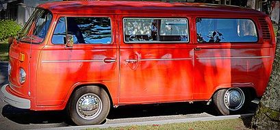 orange retro car under the bright sun
