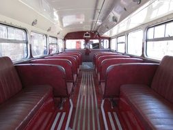 red leather sofas in a retro train carriage