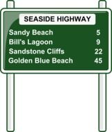 Green distance sign