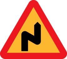 double bend to the right sign drawing