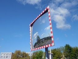 Traffic mirror on the road