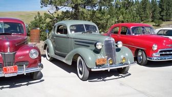 Row of retro classic cars