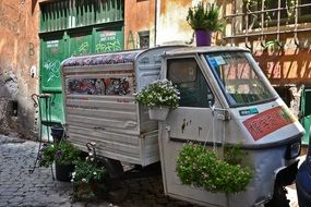 decorated old van in Rome, Italy