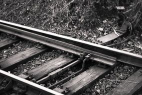 black and white photo of the railway