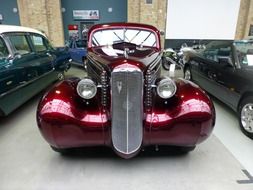 maroon luxury oldtimer automobile
