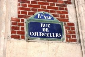 8me arr rue de courcelles street sign paris