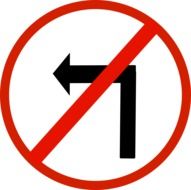 sign prohibiting a turn to the left