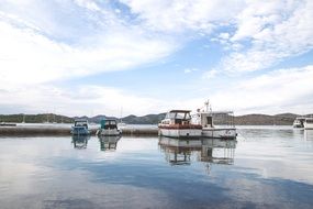 boats in scenic calm harbor