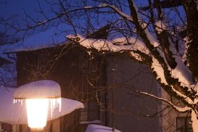 snow on a street lamp in New Zealand