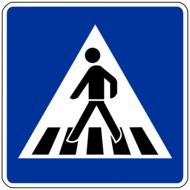 blue pedestrian crossing sign