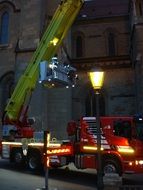 fire department and street lamp