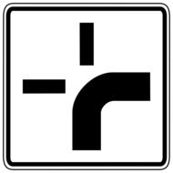 main road turn sign