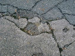 damaged asphalt road close-up