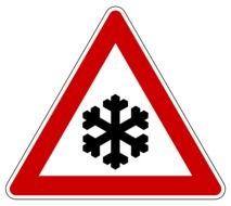 snow sign on the road