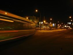 photo of a night tram, russia, Moscow