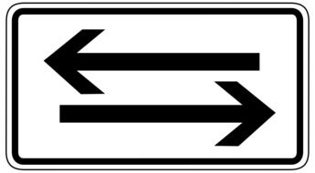 traffic sign in both directions is shown by arrows