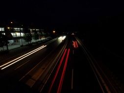 highway with fire at night