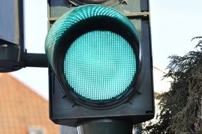 Traffic light with green signal close-up