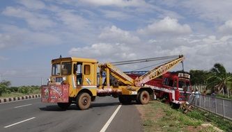 crane on the road