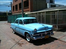 Blue small antique car