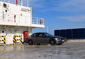 BMW on the ship deck