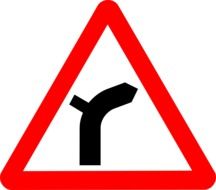 warning road sign, street curve