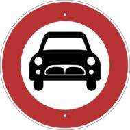 prohibition sign with the image of the car