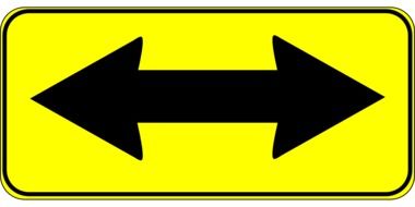 black arrow on yellow background