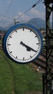 clock indicating the time at the railway station
