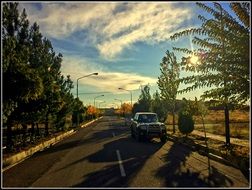 car near a dormitory