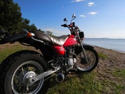 Motorbike on a lakeside
