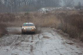racing car in the mud