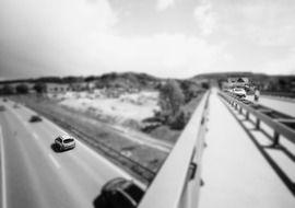 Black and white image of highway