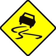 road sign slippery road